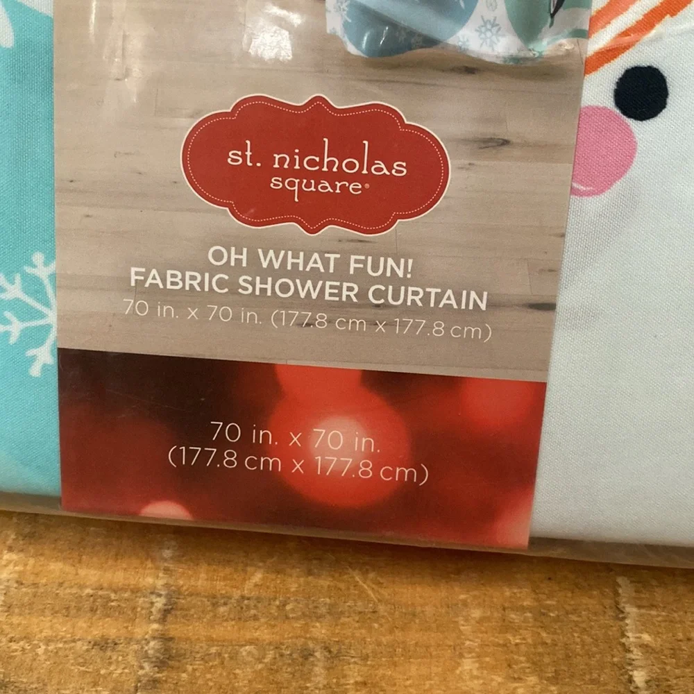Oh What Fun! Fabric Winter Themed Shower Curtain NWT